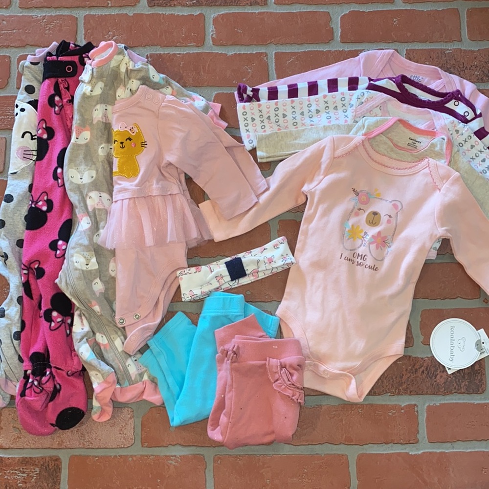Babygirl 3/6m fall/winter footie onesie bundle!!